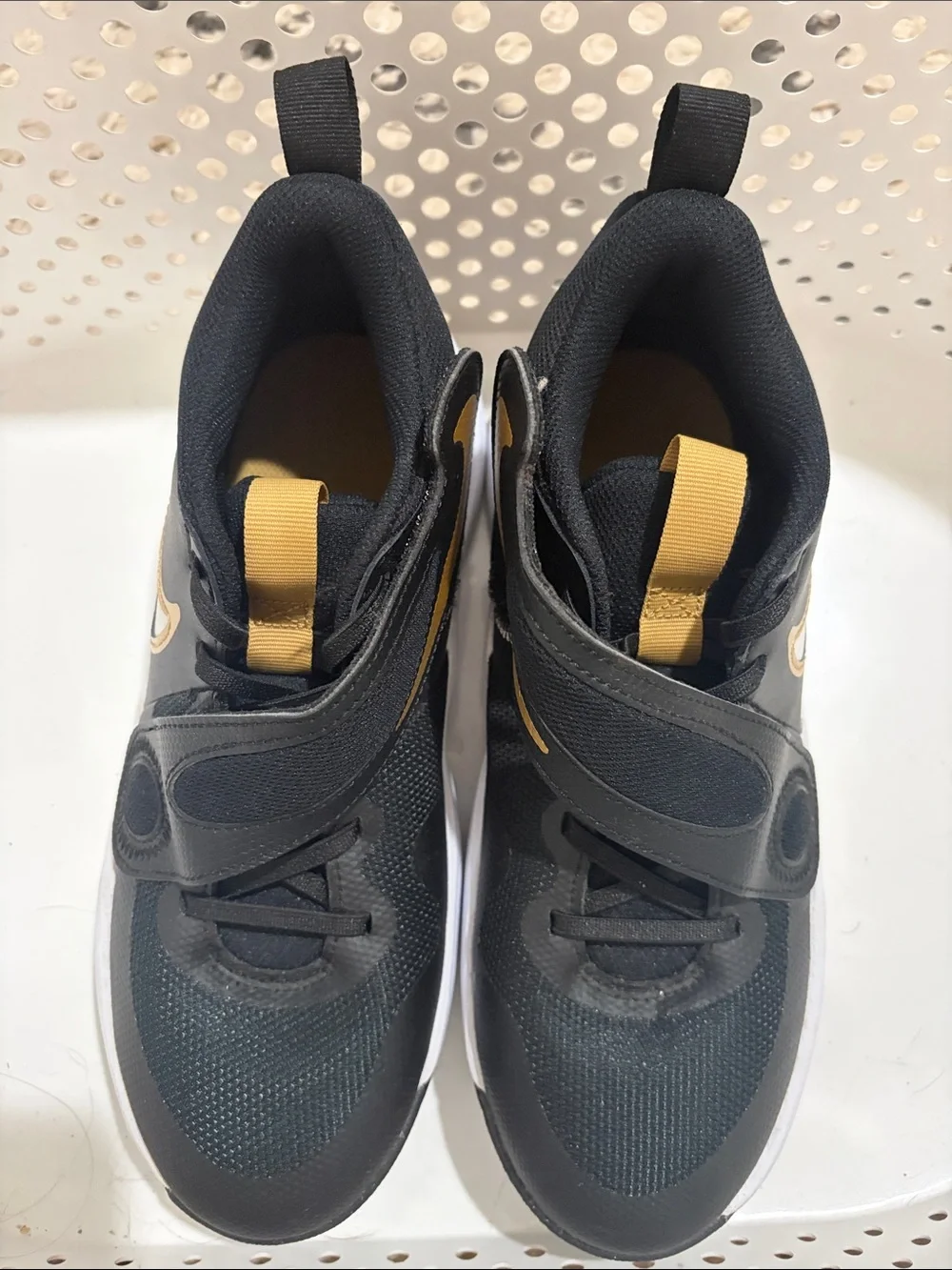 Nike Kids Black and Gold Slip-On Basketball Sneakers